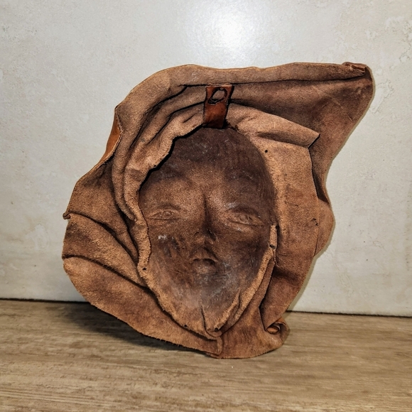 Haitian Vintage Folk Art Leather Faces Masks Set Of 3 - Picture 14 of 16